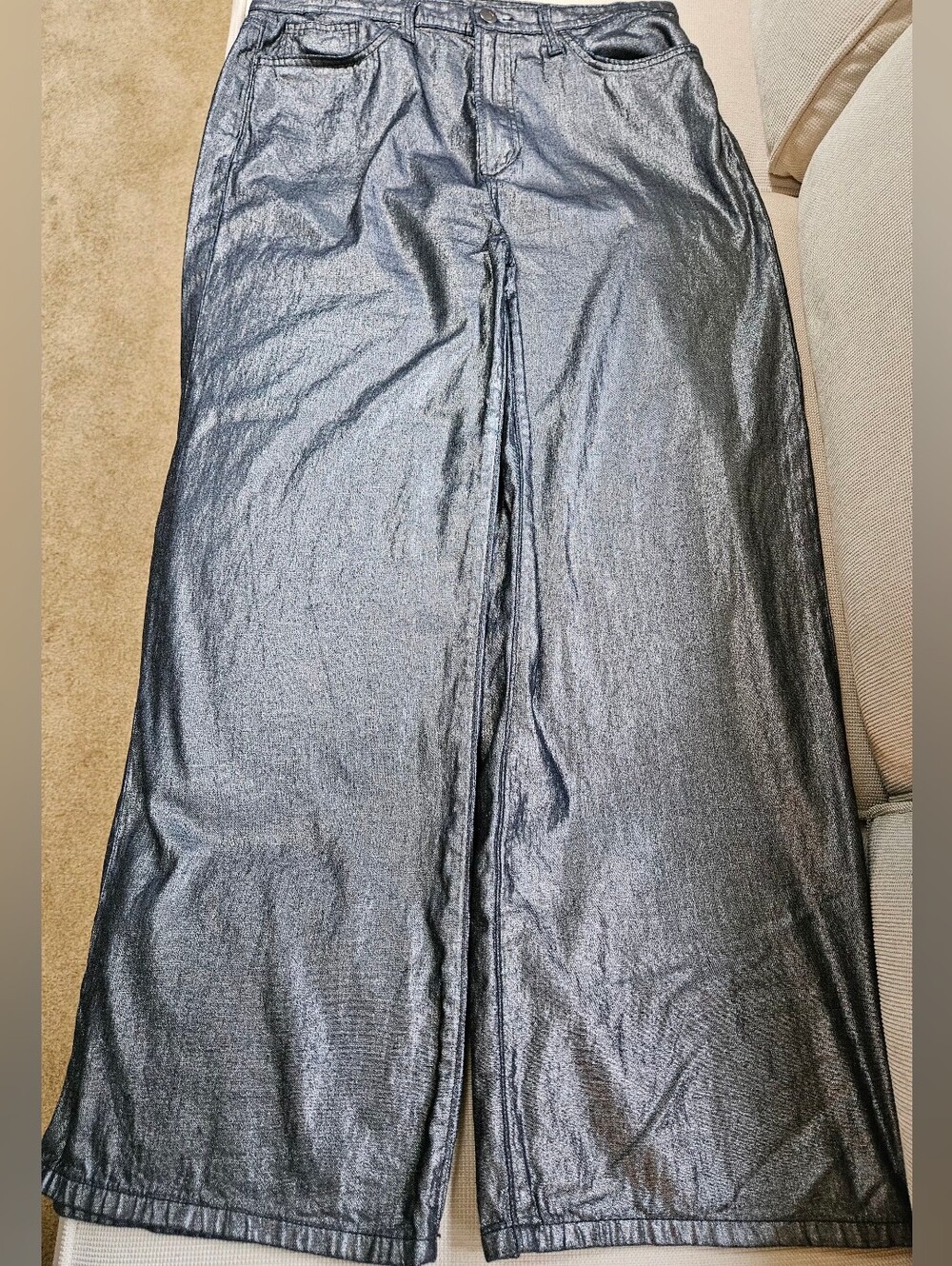 Joe's Jeans The Mia Metallic Wide Leg Silver Moon 31 #Silver #Metallic